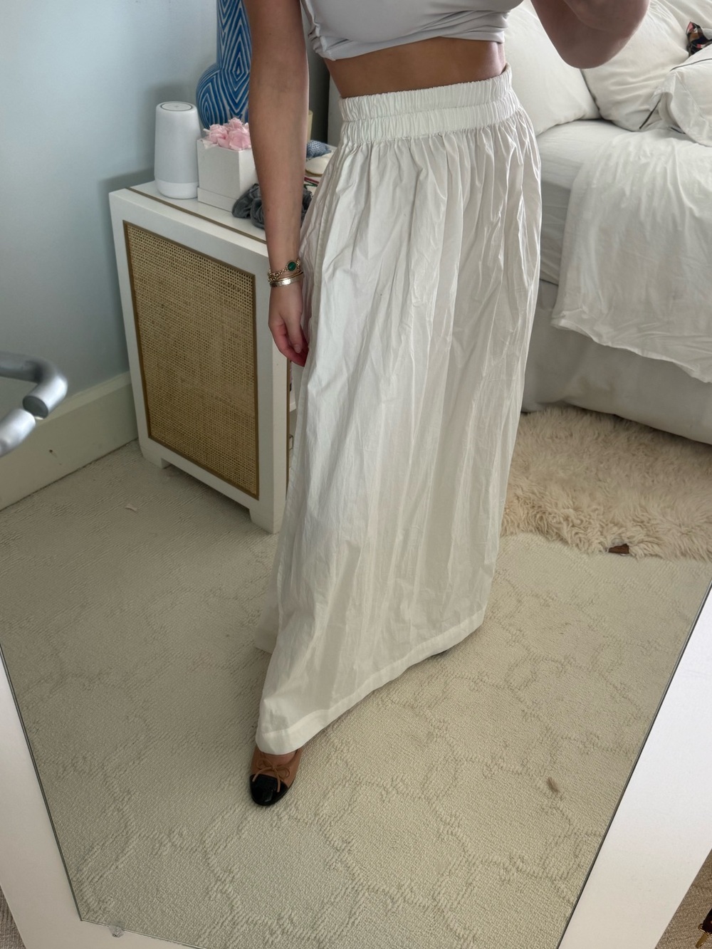 Mikoh White Elastic-Waist Maxi Skirt